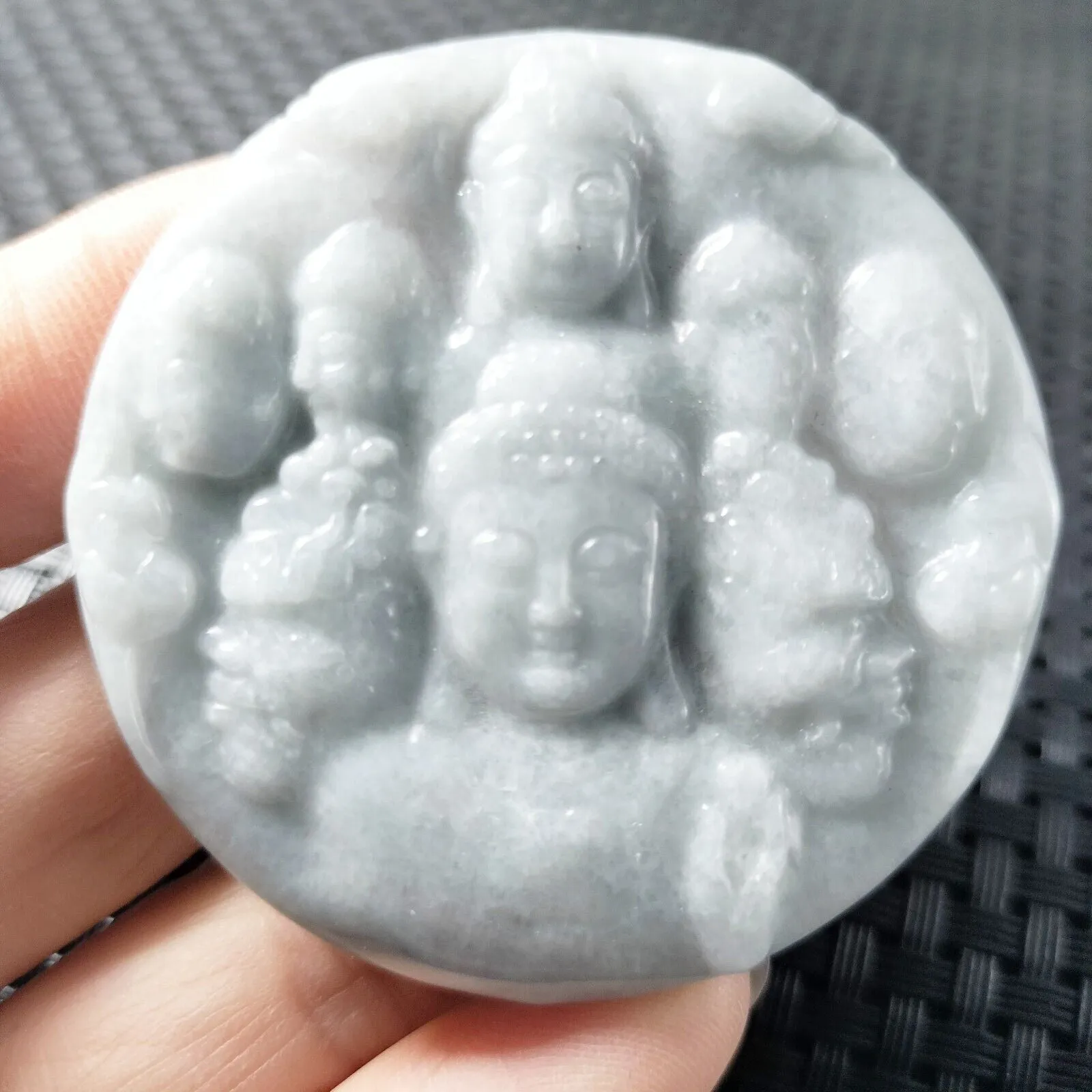 Certified Lavender Natural Type A Jadeite Carved Half Buddha Half Devil Pendant