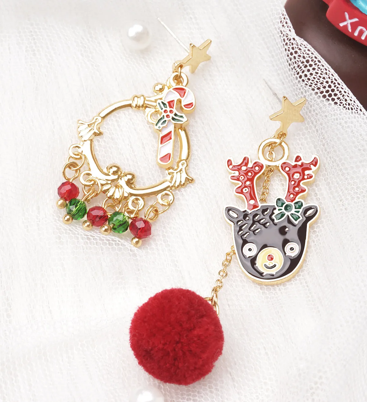 Christmas Gift Deer Ear Studs Earrings Ear Ornaments Ear Clips LJC4