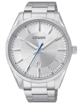 Citizen Quartz Mens Watch - Silver-Tone Dial - Steel Case & Bracelet - Day/Date