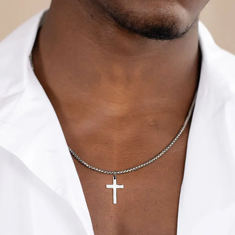 Cross Necklace for Men Mens Necklace Small  Cross Pendant Gift for Men Brother Father's Day Gift