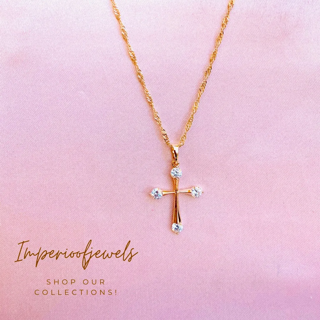 Cross necklace,bracelets,rings,earrings,accessories ,gold, #0017GC-17