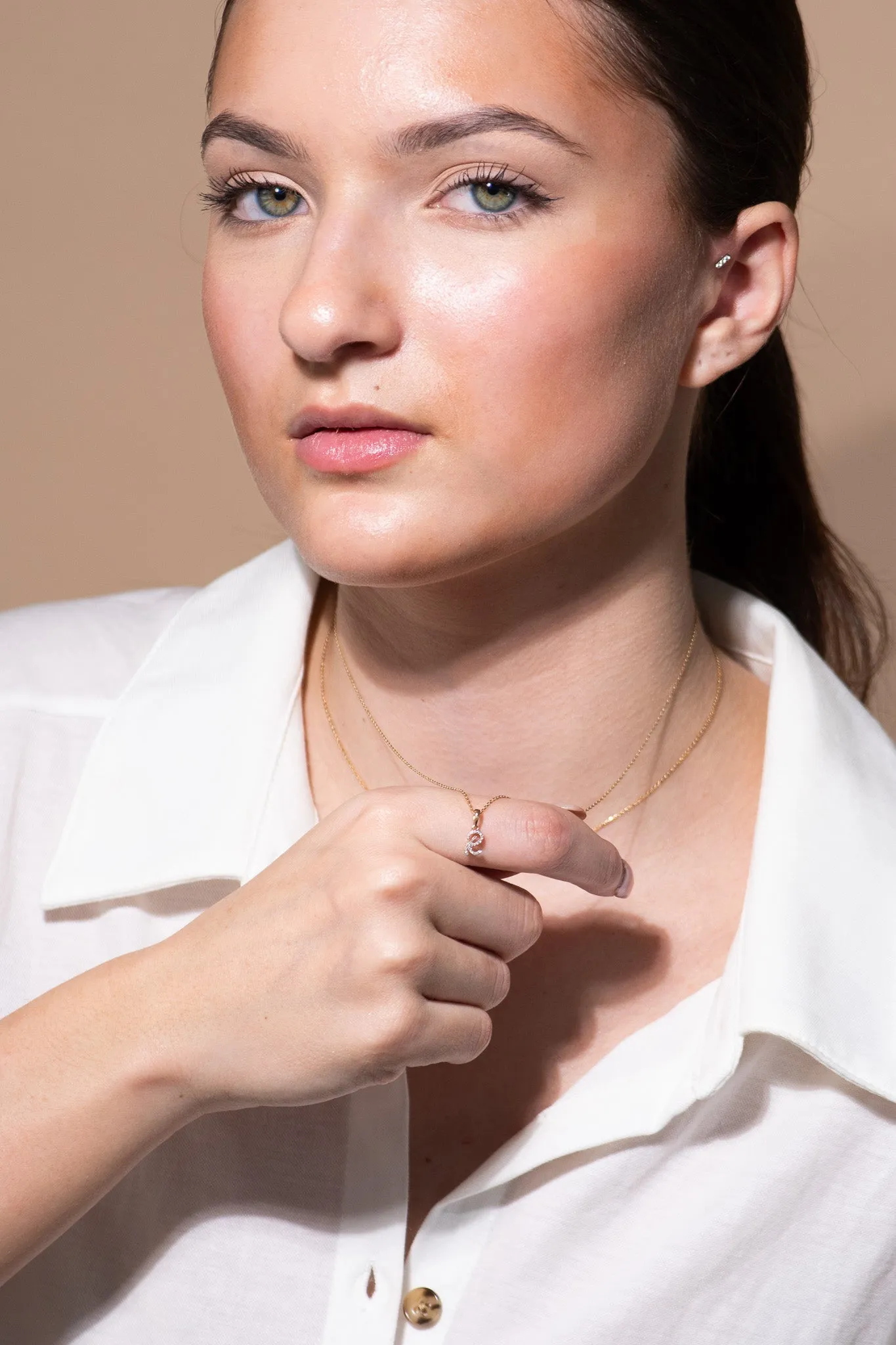 Cursive Diamond Initial Necklace