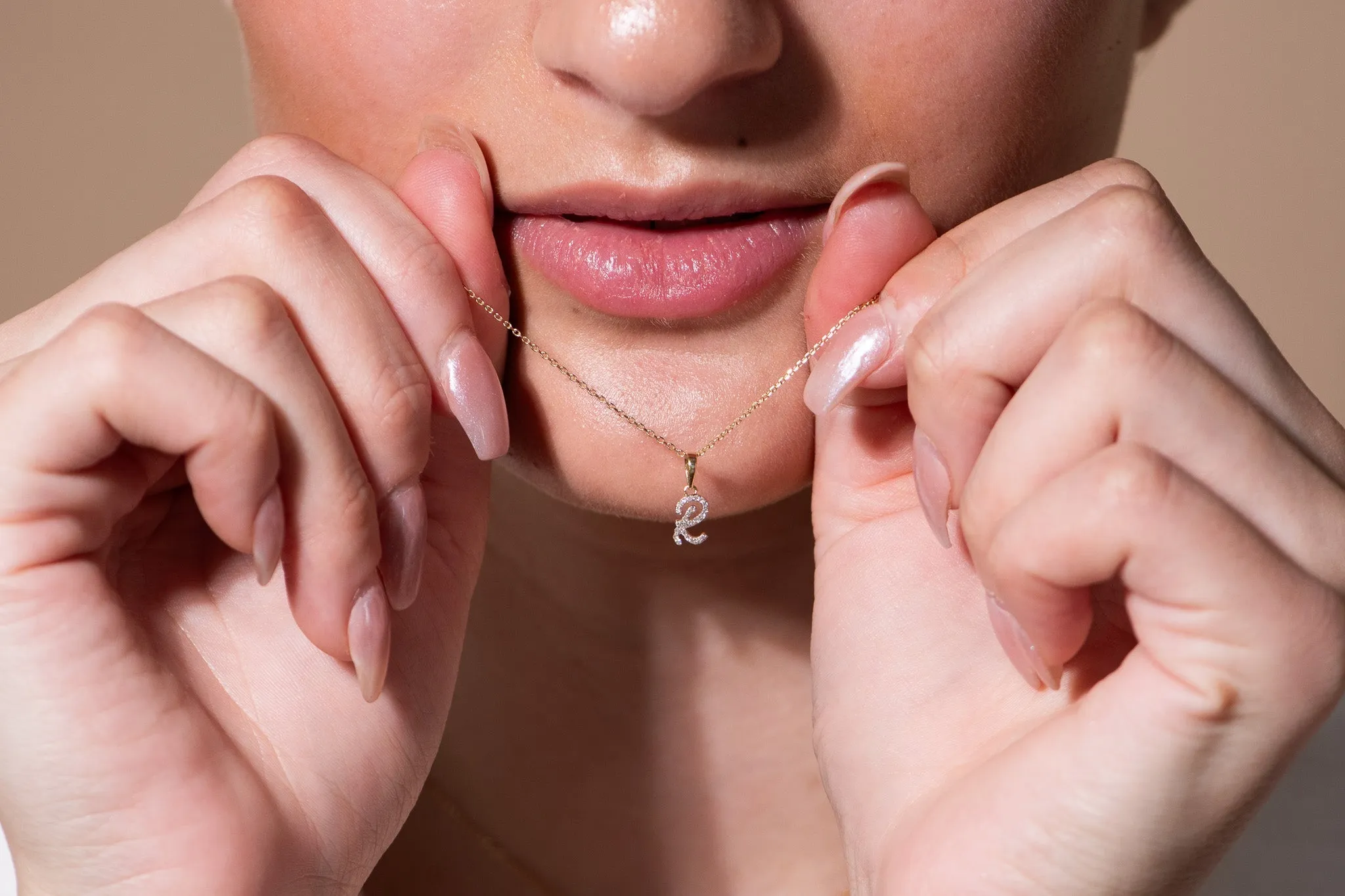 Cursive Diamond Initial Necklace