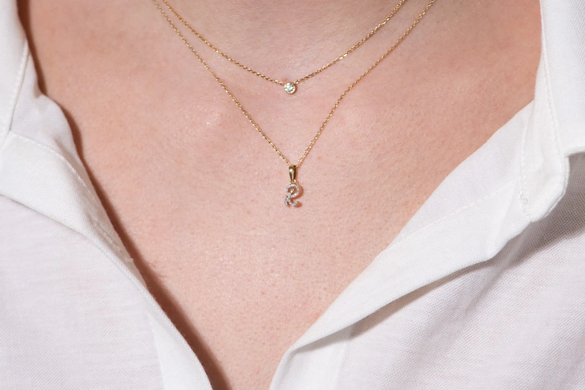 Cursive Diamond Initial Necklace