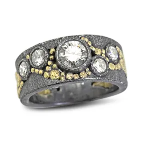 Exquisite Customizable Diamond Ring with River Pebbles Accents