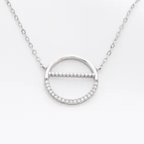 CZ Circle Sterling Silver Necklace