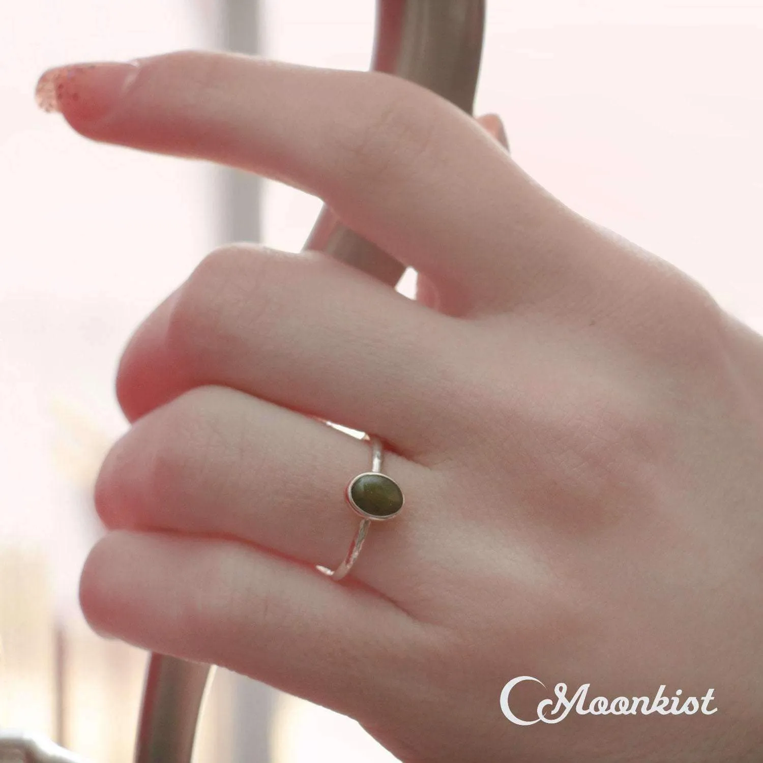 Dainty Oval Jade Promise Ring | Moonkist Designs