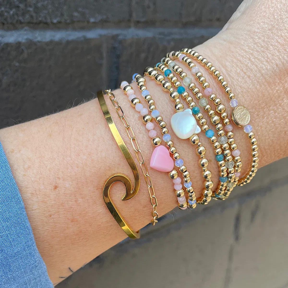 Dainty St Benedict Bead Bracelet Gold Fill