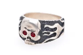 David Rosales Garnet Men's Skull Ring