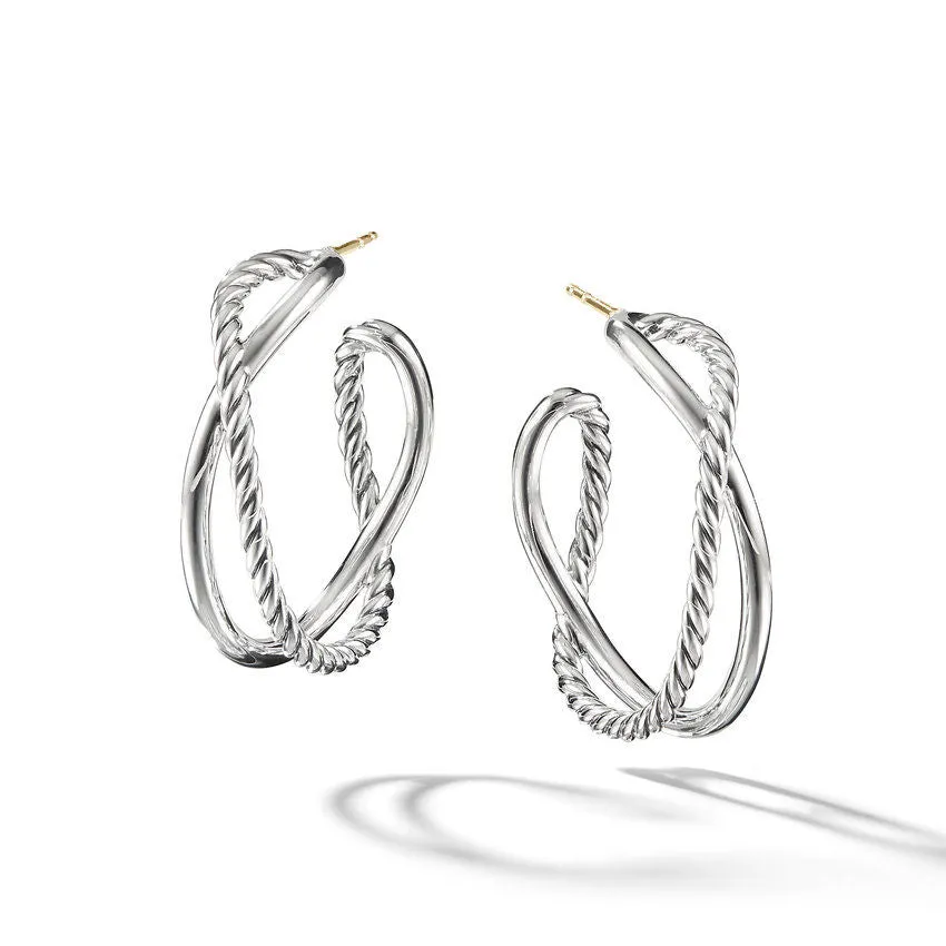 David Yurman Bold Crossover Hoop Earrings