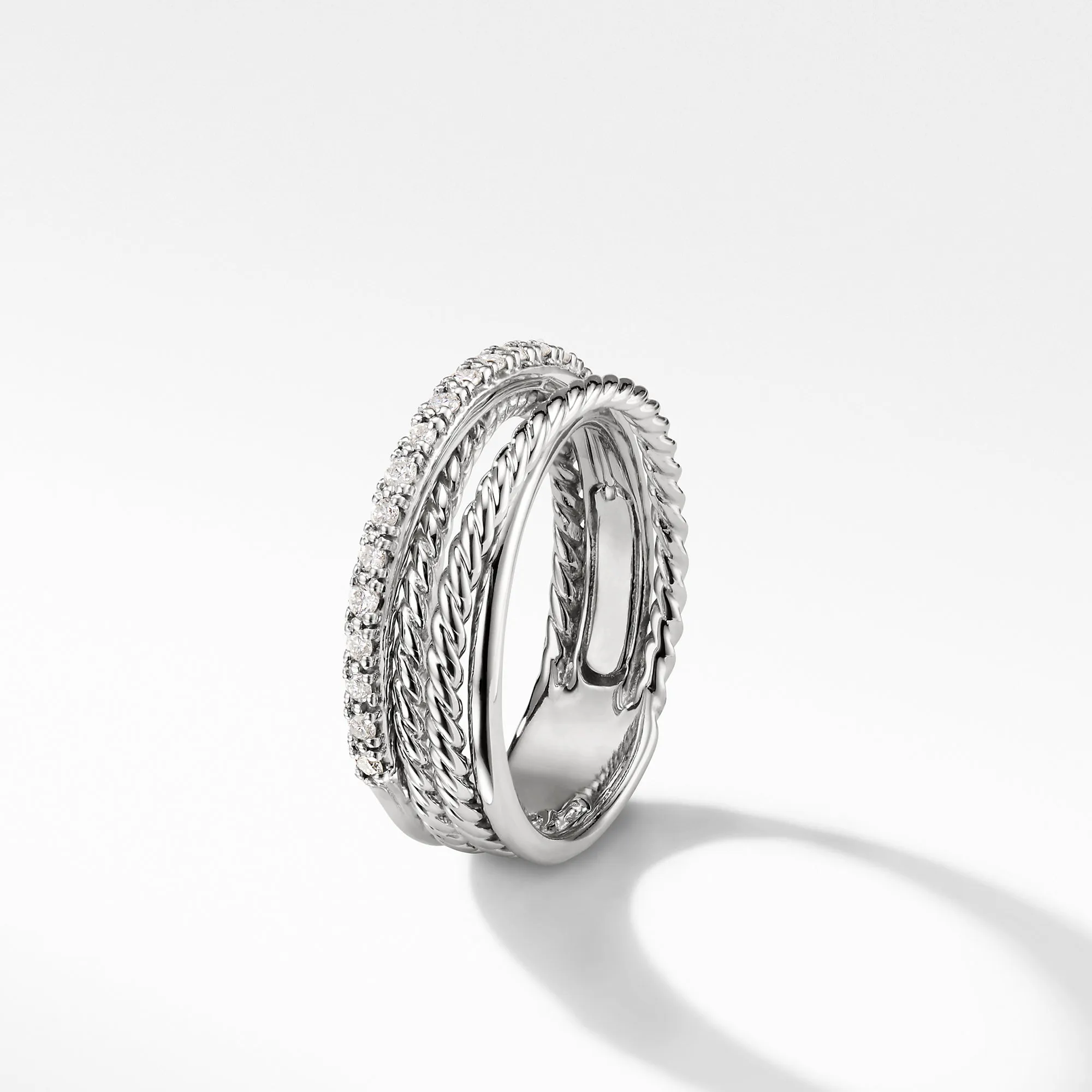 David Yurman Crossover Ring with Diamonds 7MM