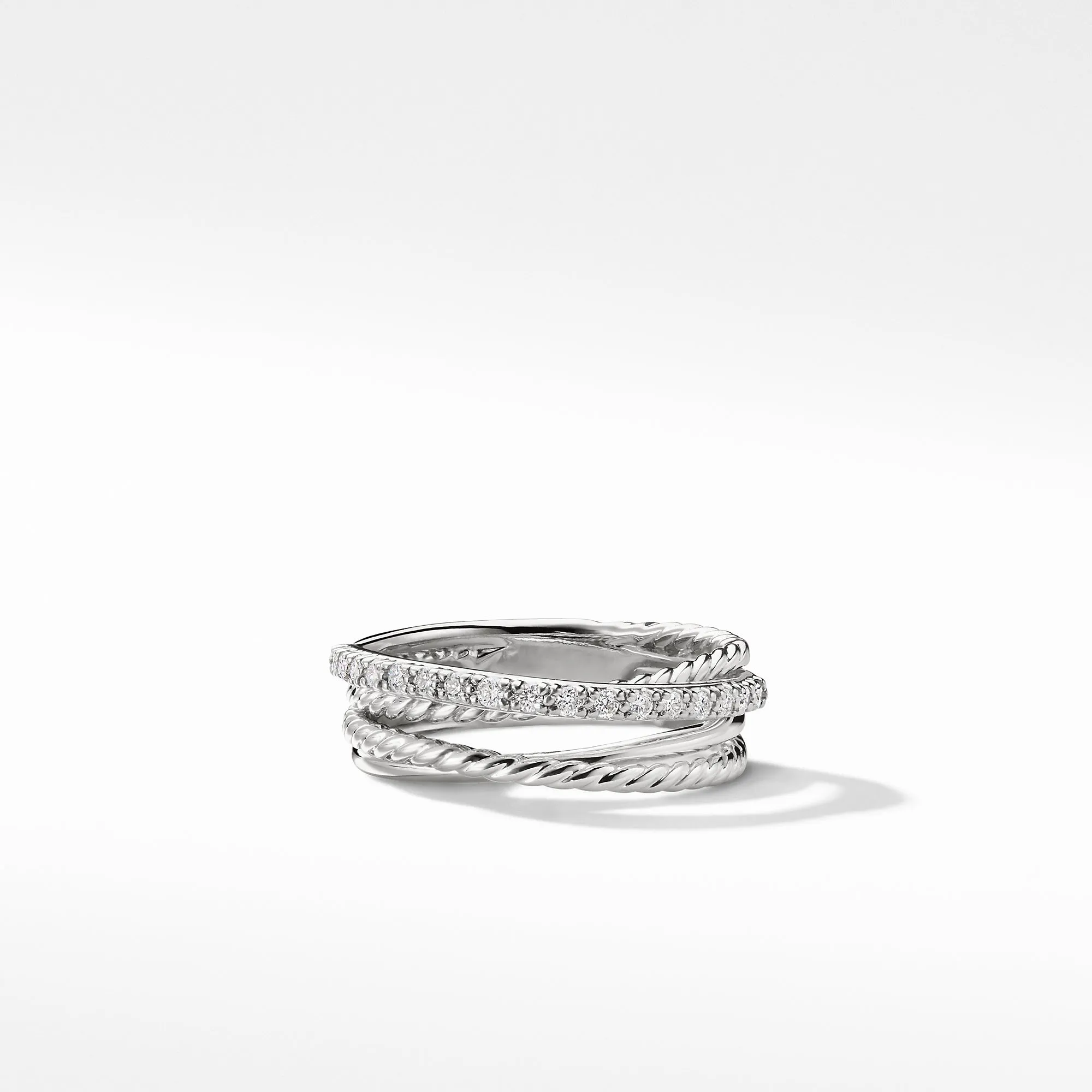 David Yurman Crossover Ring with Diamonds 7MM