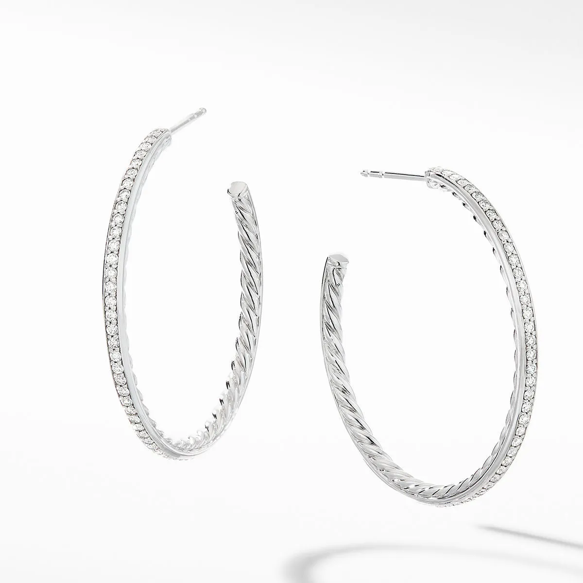 David Yurman Diamond Hoop Earrings 38MM