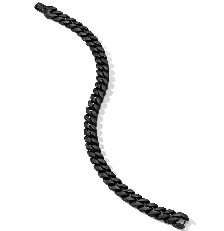 David Yurman Gents Curb Chain Bracelet in Black Titanium, 8mm