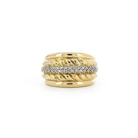 David Yurman Wide Cable Diamond Ring, Size 7 - Yellow Gold