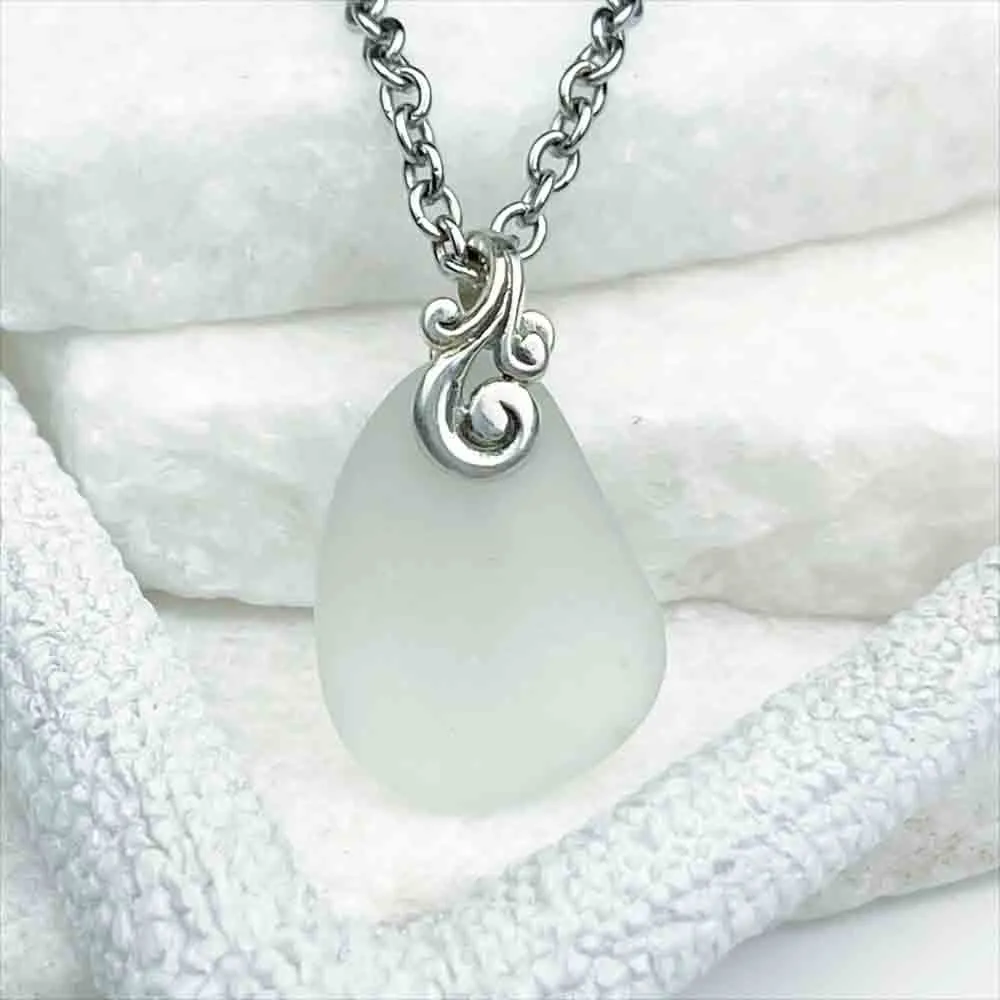 Dazzling Crystal Clear Sea Glass Pendant | #5169