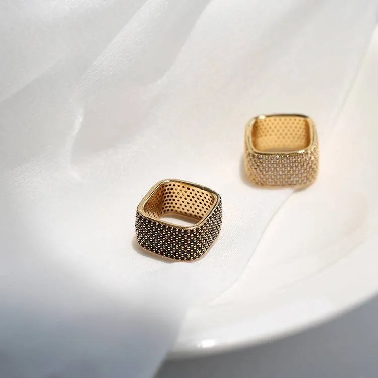 Dazzling Square Zirconia Encrusted Ring