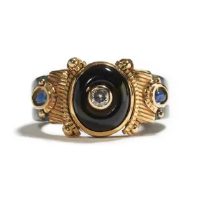 Deep Tourmaline, Sapphire, Diamond Ring