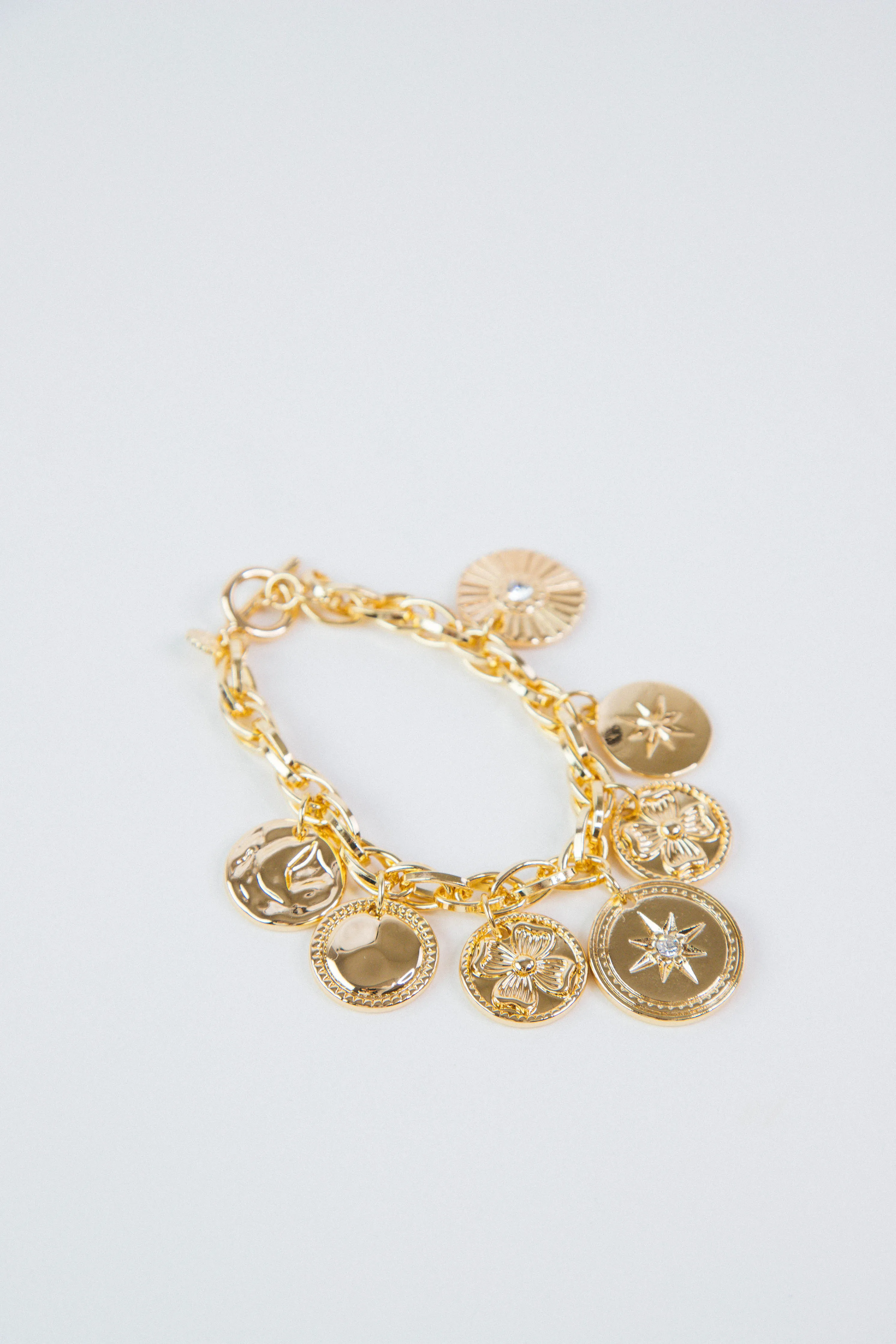 Delainne Coin Toggle Bracelet, Gold