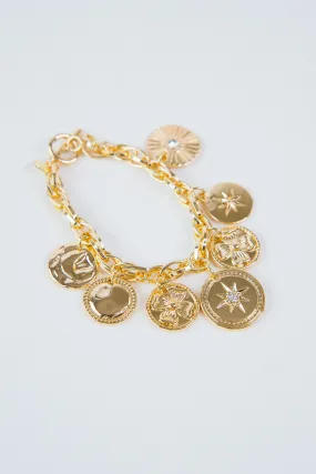 Delainne Coin Toggle Bracelet, Gold