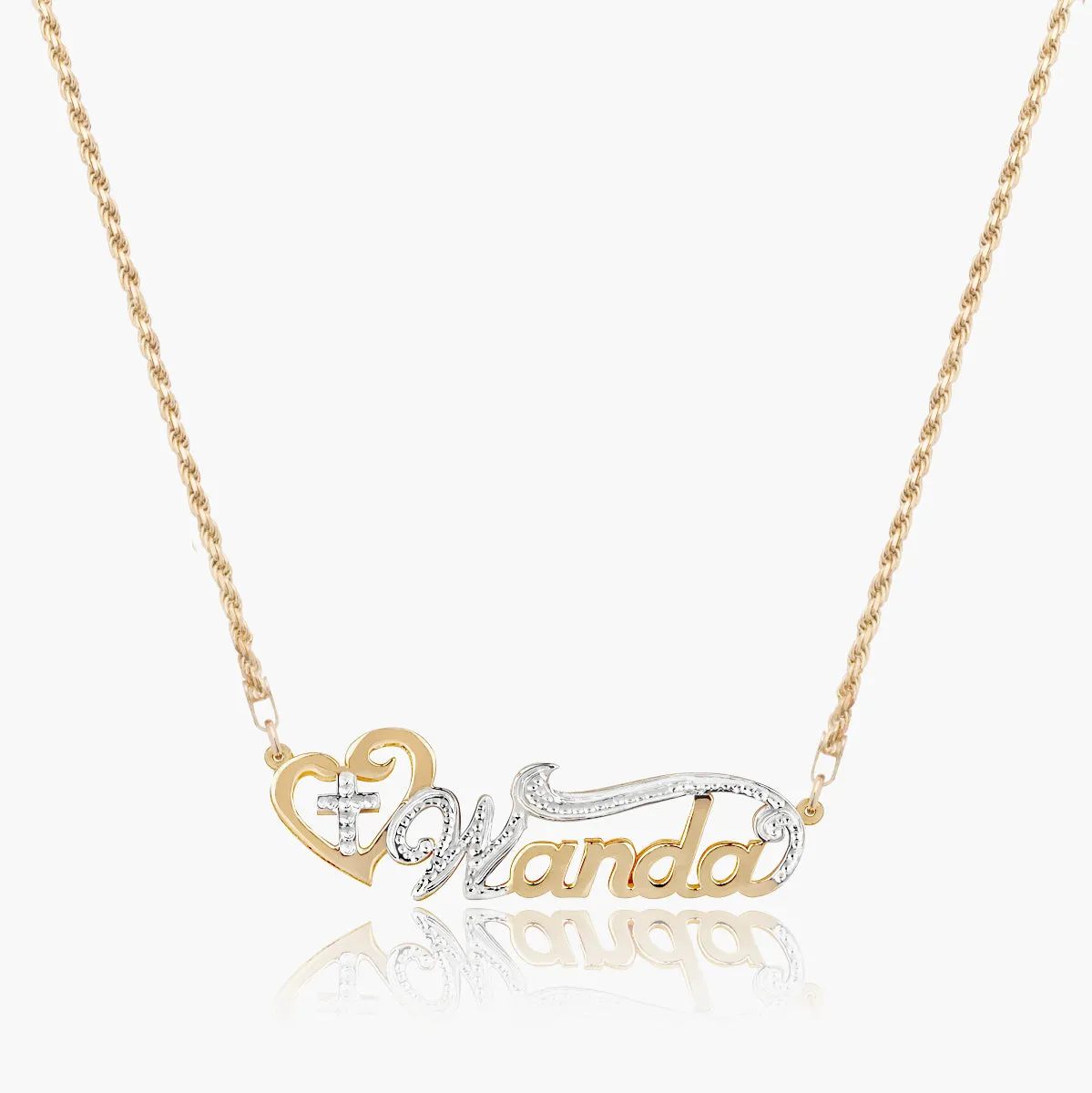 Double Plated Cross Name Necklace