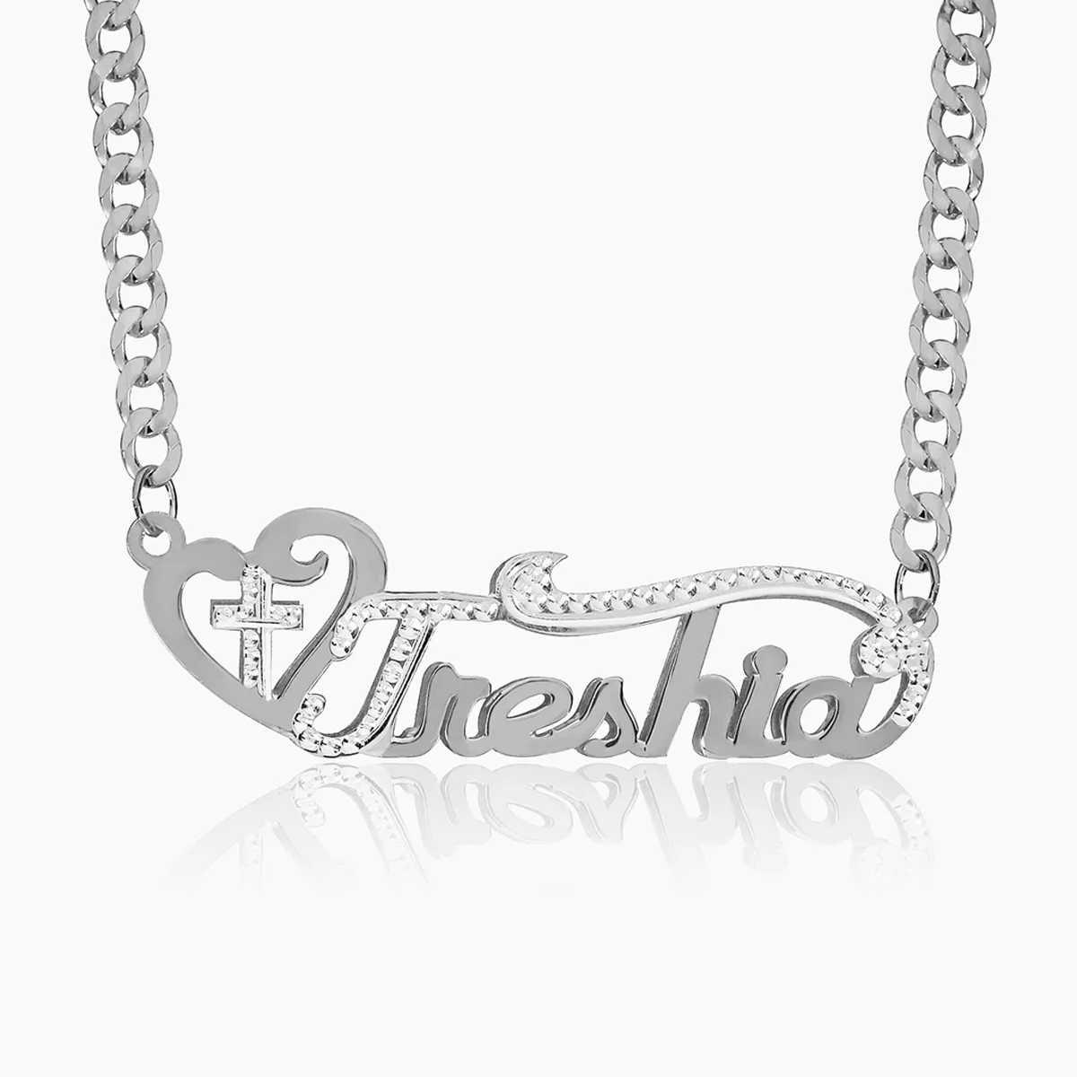 Double Plated Cross Name Necklace