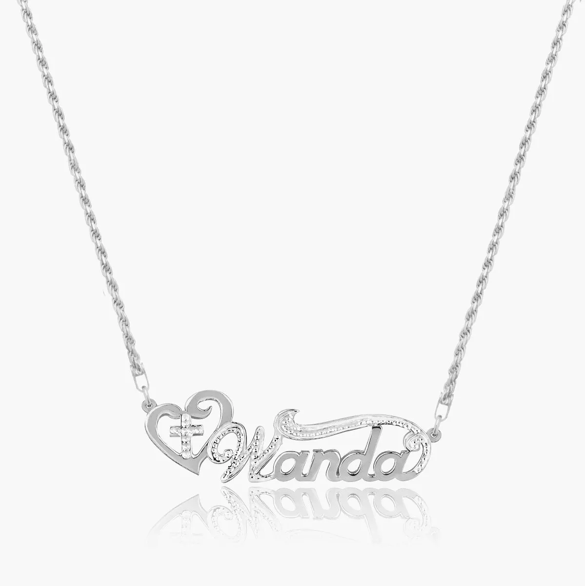 Double Plated Cross Name Necklace