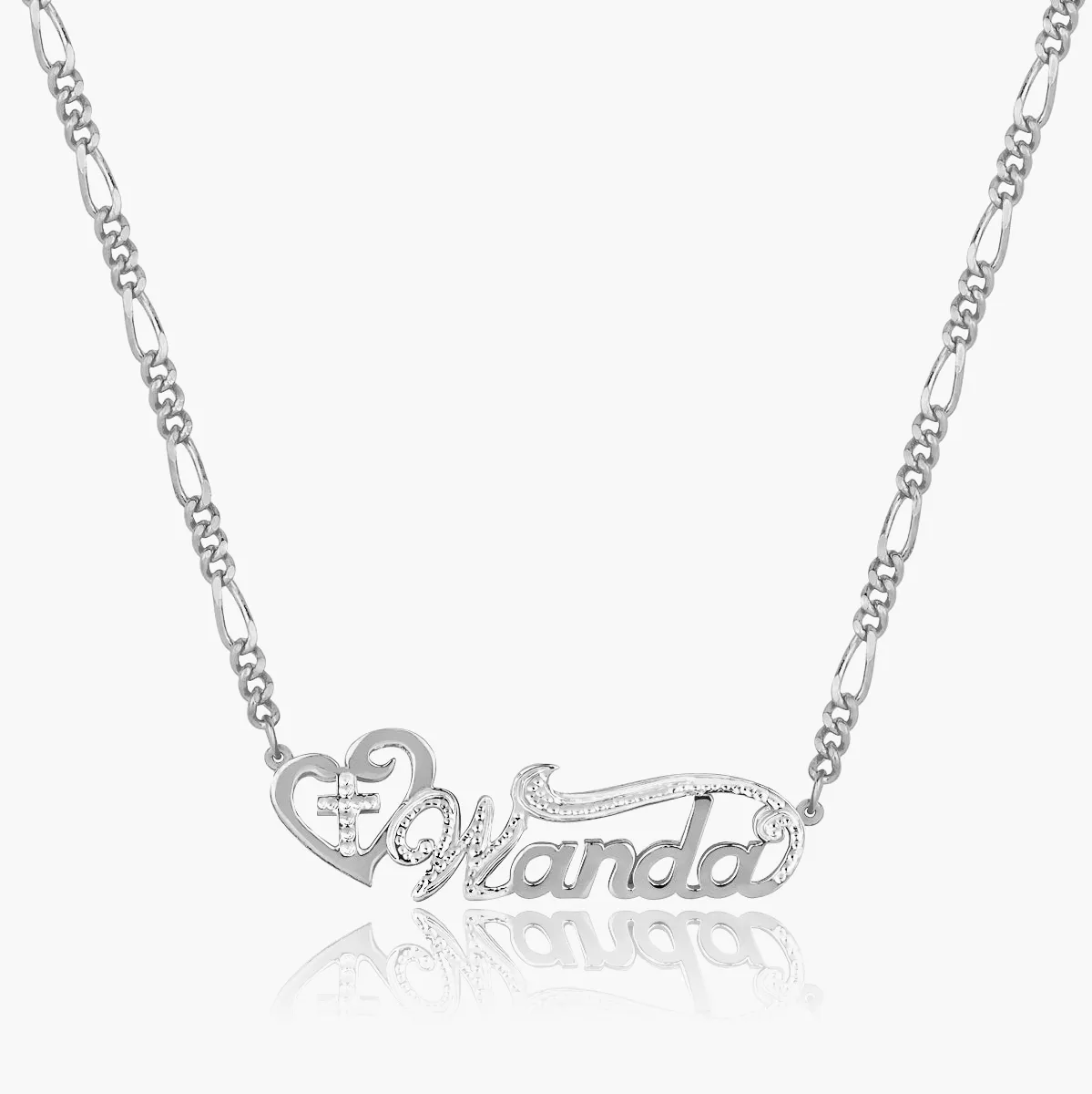 Double Plated Cross Name Necklace