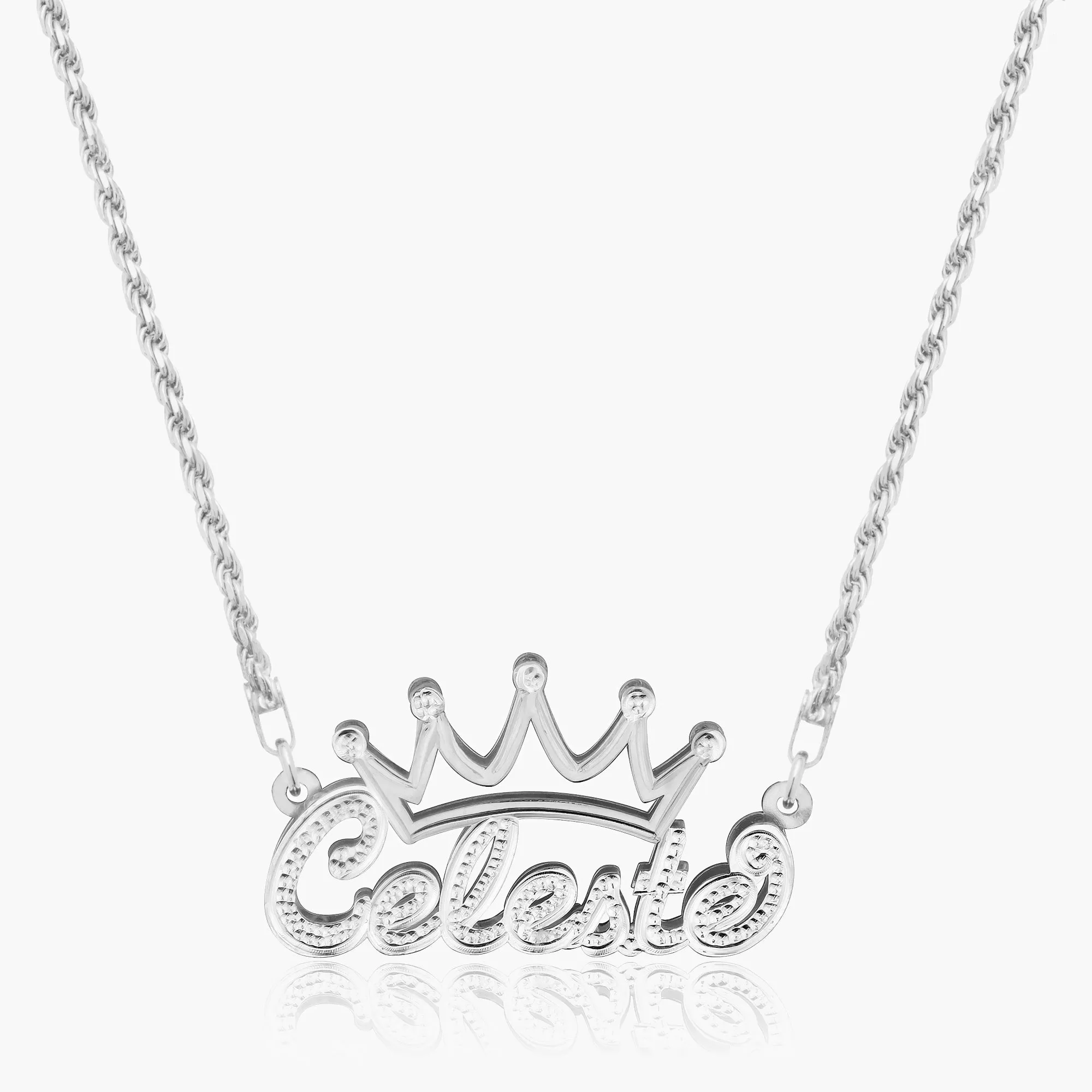 Double Plated Crown Name Necklace