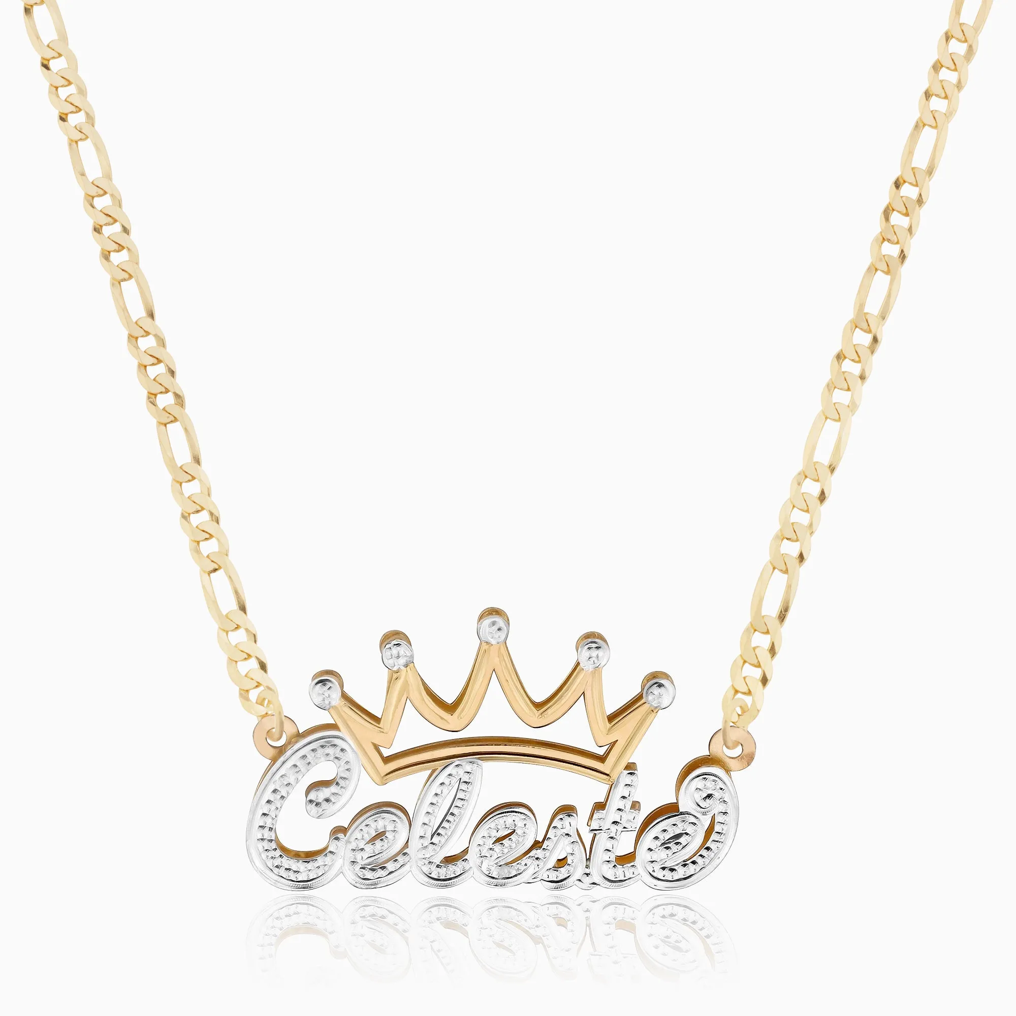 Double Plated Crown Name Necklace