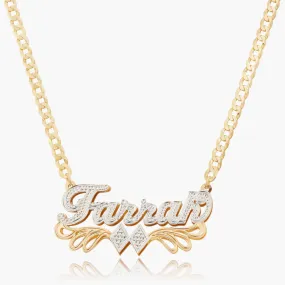 Double Plated Diamond Name Necklace