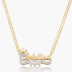 Double Plated Princess Crown Name Necklace