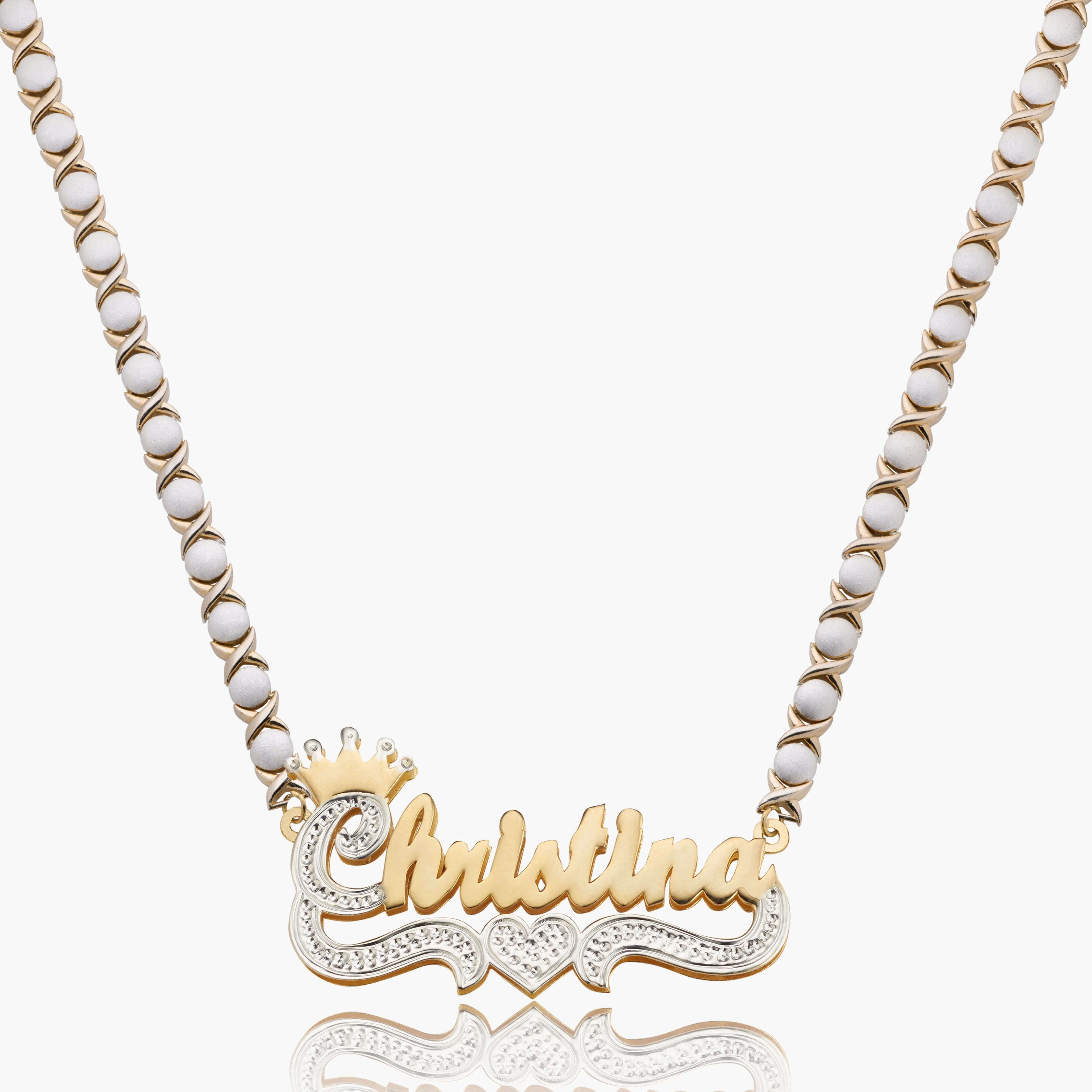 Double Plated Princess Crown Name Necklace