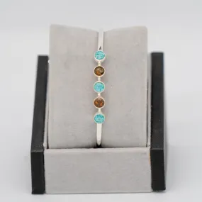 Dune Jewelry Endless Summer Drop .925 Sterling Silver Cuff Bracelet - Turquoise & Blue Ridge Mountain Elements - Made in the USA