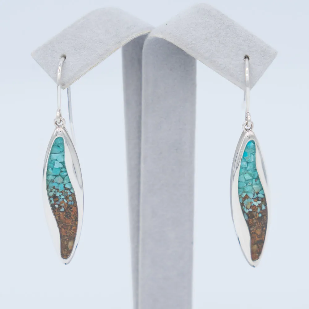 Dune Jewelry Ocean Current .925 Sterling Silver Earrings - Turquoise & Blue Ridge Mountain Elements - Made in the USA