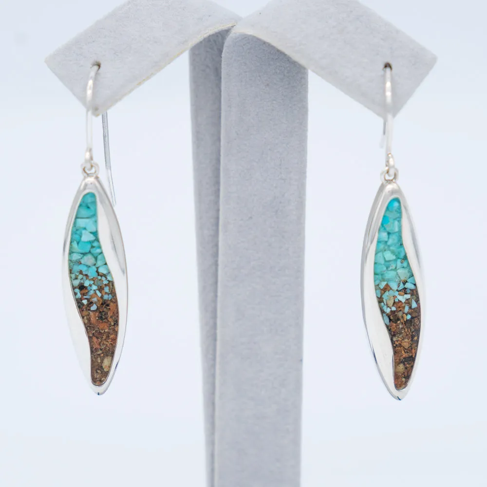 Dune Jewelry Ocean Current .925 Sterling Silver Earrings - Turquoise & Blue Ridge Mountain Elements - Made in the USA