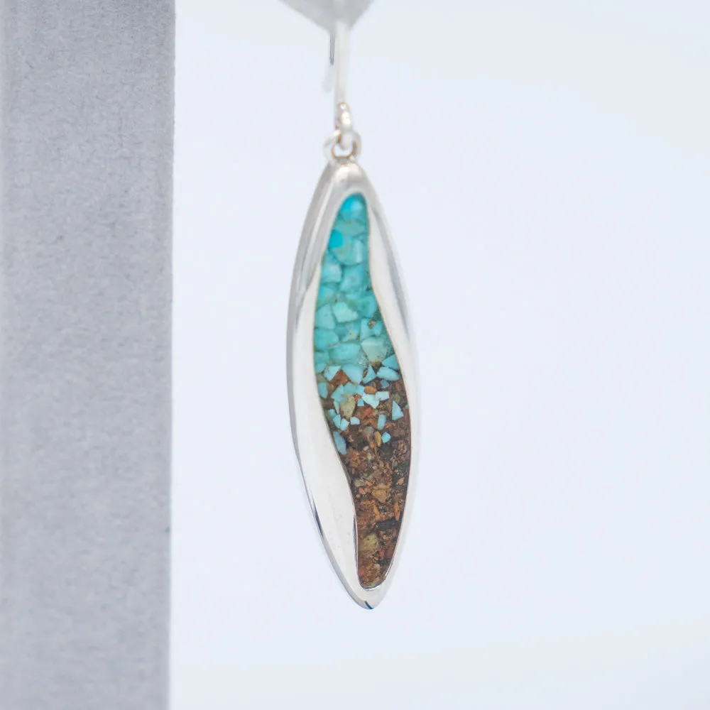 Dune Jewelry Ocean Current .925 Sterling Silver Earrings - Turquoise & Blue Ridge Mountain Elements - Made in the USA