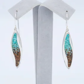 Dune Jewelry Ocean Current .925 Sterling Silver Earrings - Turquoise & Blue Ridge Mountain Elements - Made in the USA