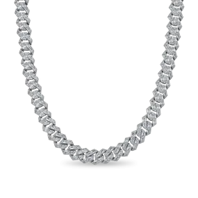 Emerald Cut Prong Cuban Link Chain - 12mm