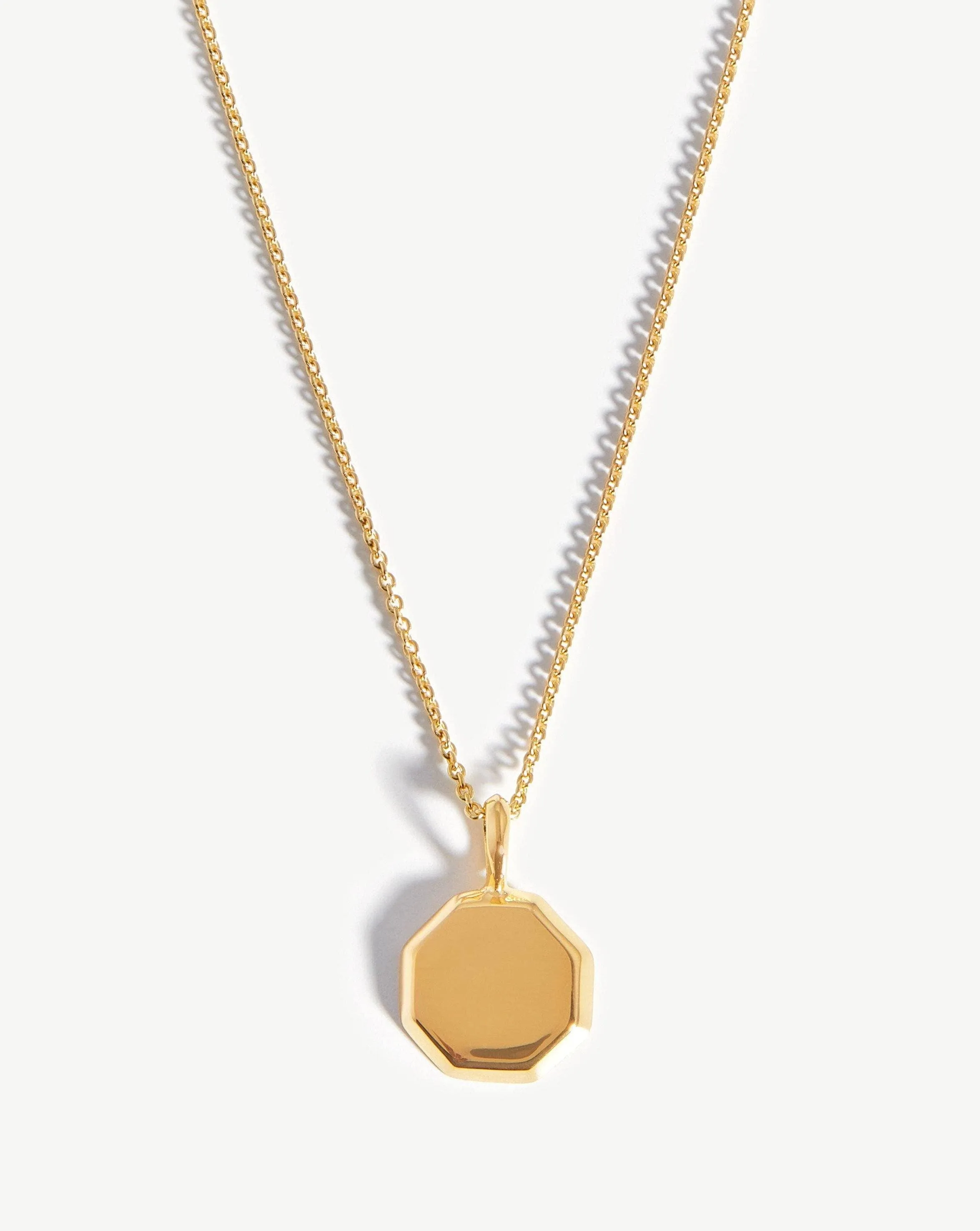 Engravable Short Mini Octagon Necklace | 18ct Gold Plated Vermeil