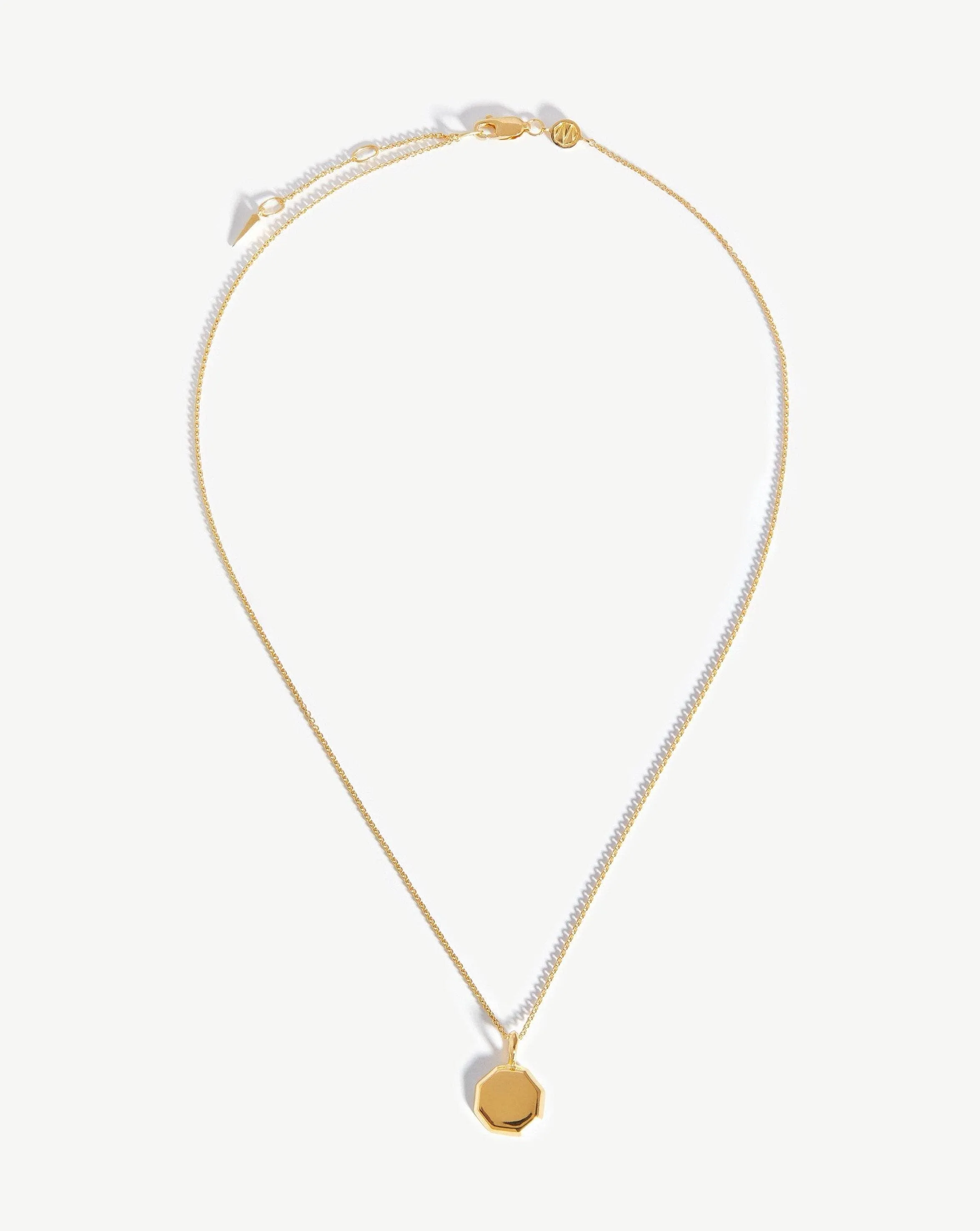 Engravable Short Mini Octagon Necklace | 18ct Gold Plated Vermeil