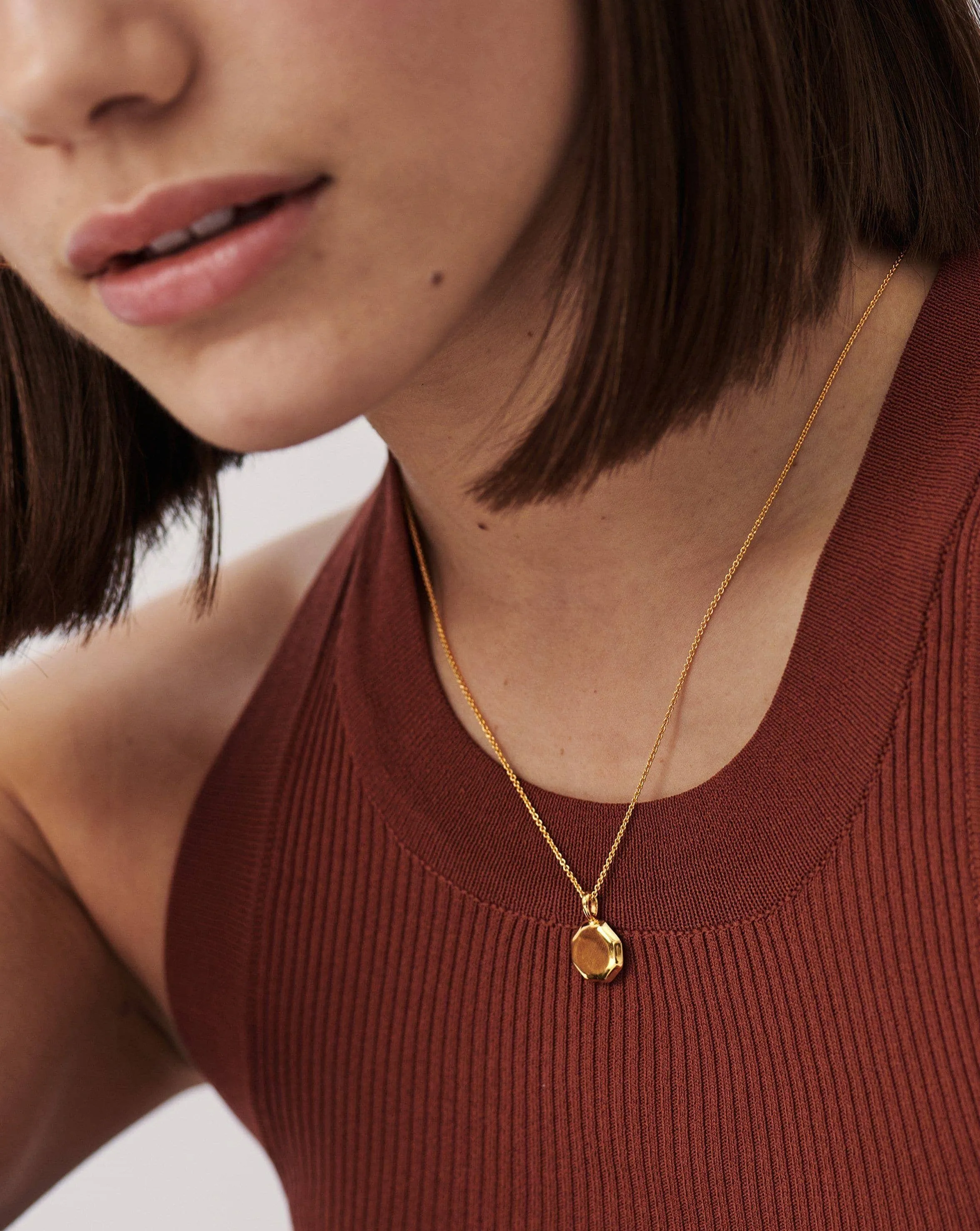 Engravable Short Mini Octagon Necklace | 18ct Gold Plated Vermeil