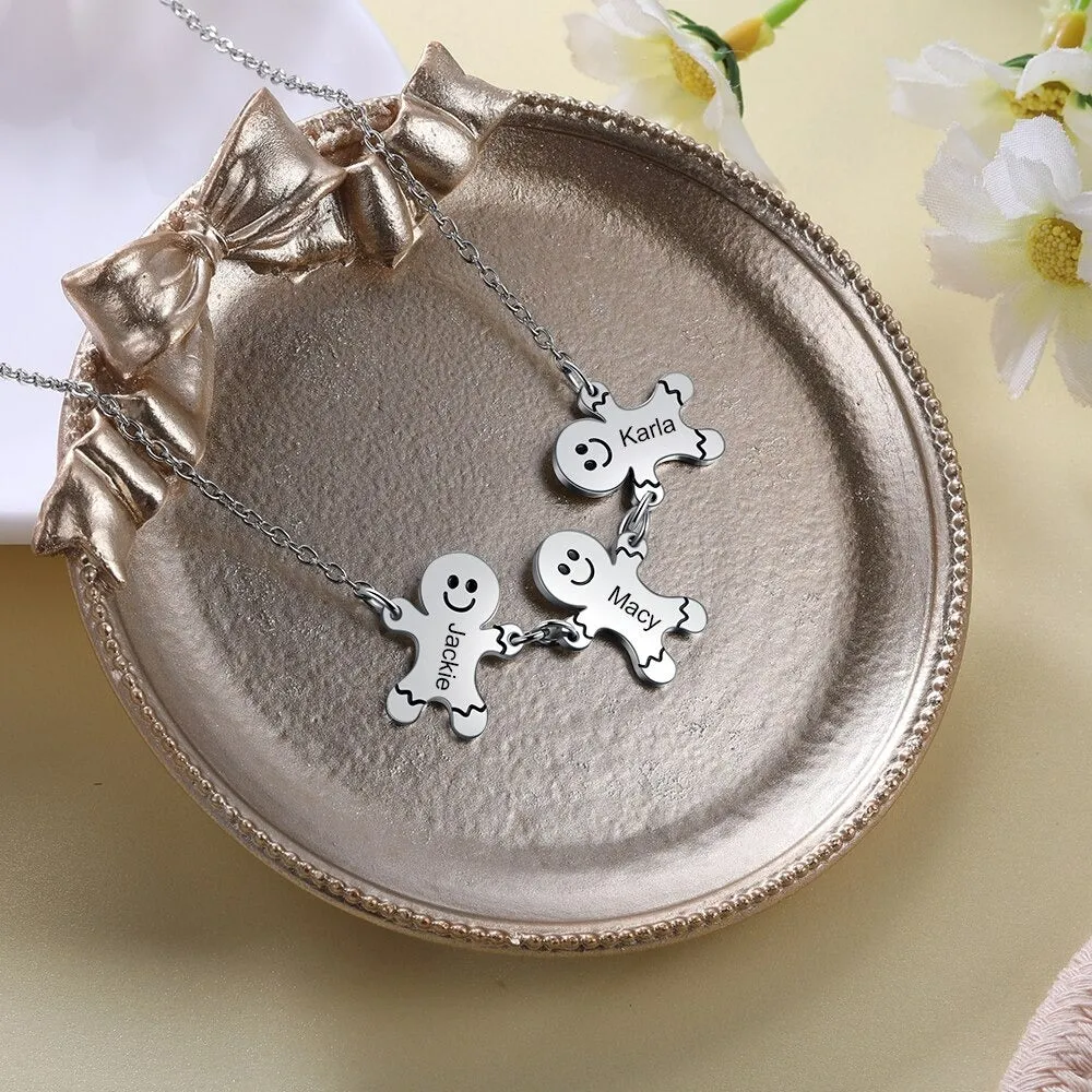 Engraving Name Gingerbread Man Pendant