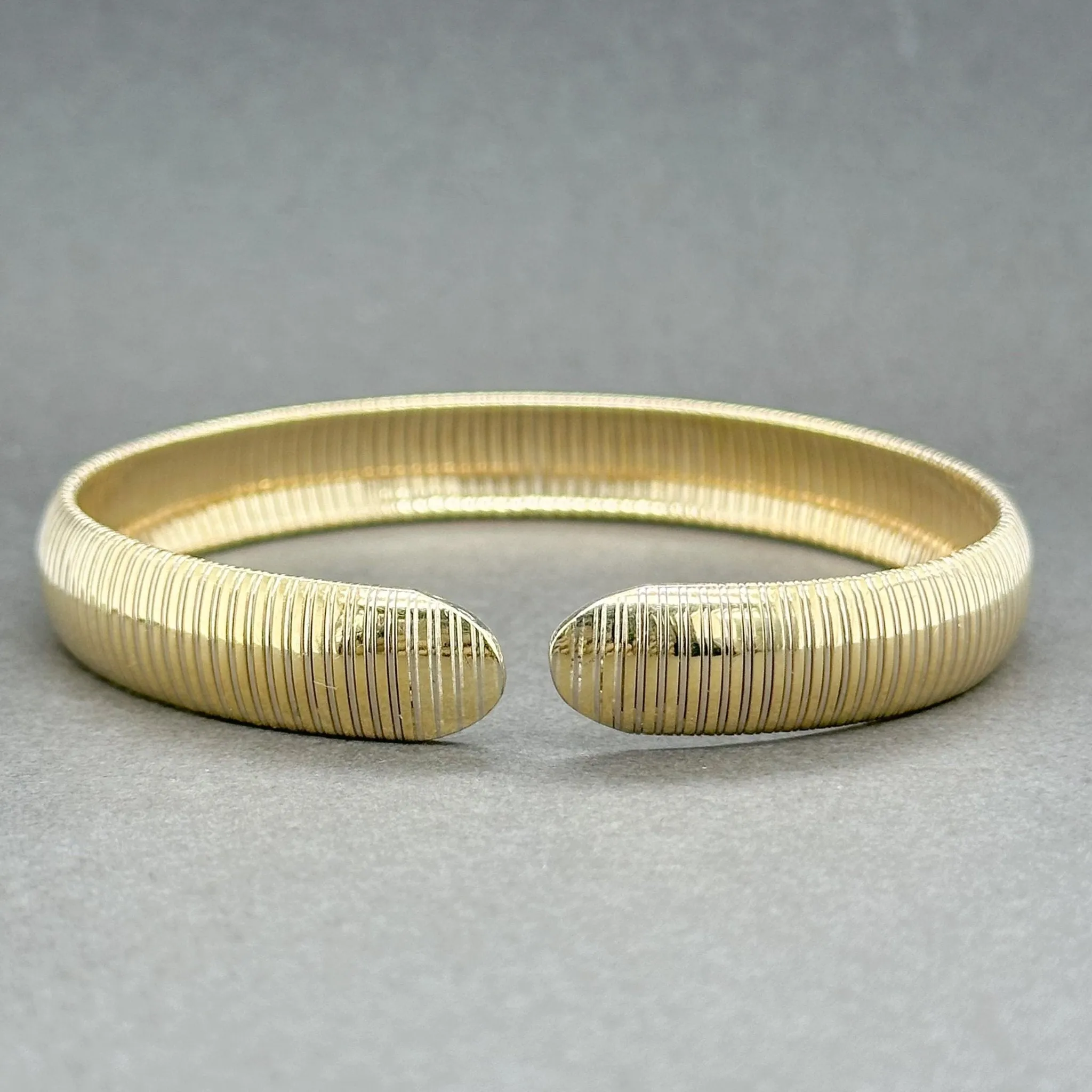 Estate Chimento 18K Y Gold Ribbed Flexible Bangle Bracelet