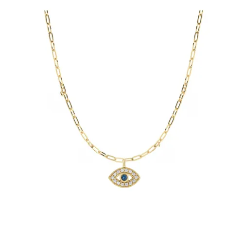 Evil Eye Charm Necklace | 10k Yellow Gold