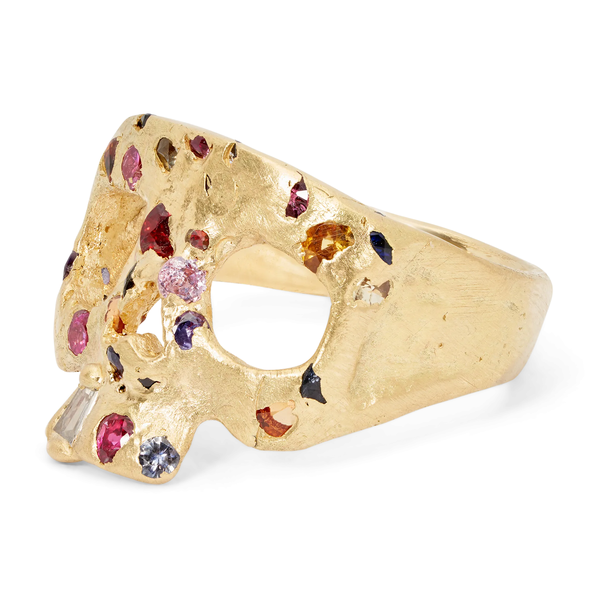 Extra Small Rainbow Confetti Skull Ring - Made to Order