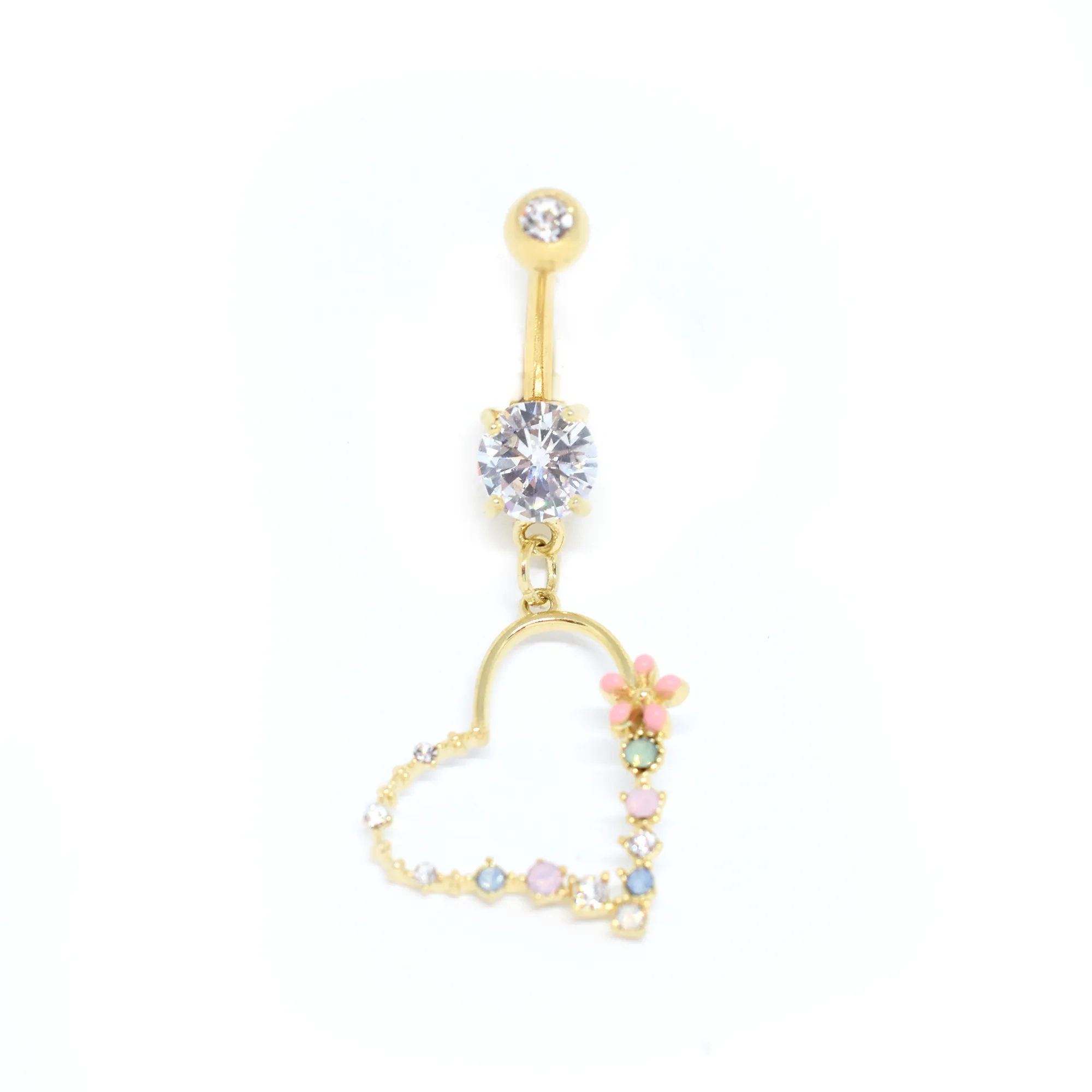 Floral Heart Belly Ring