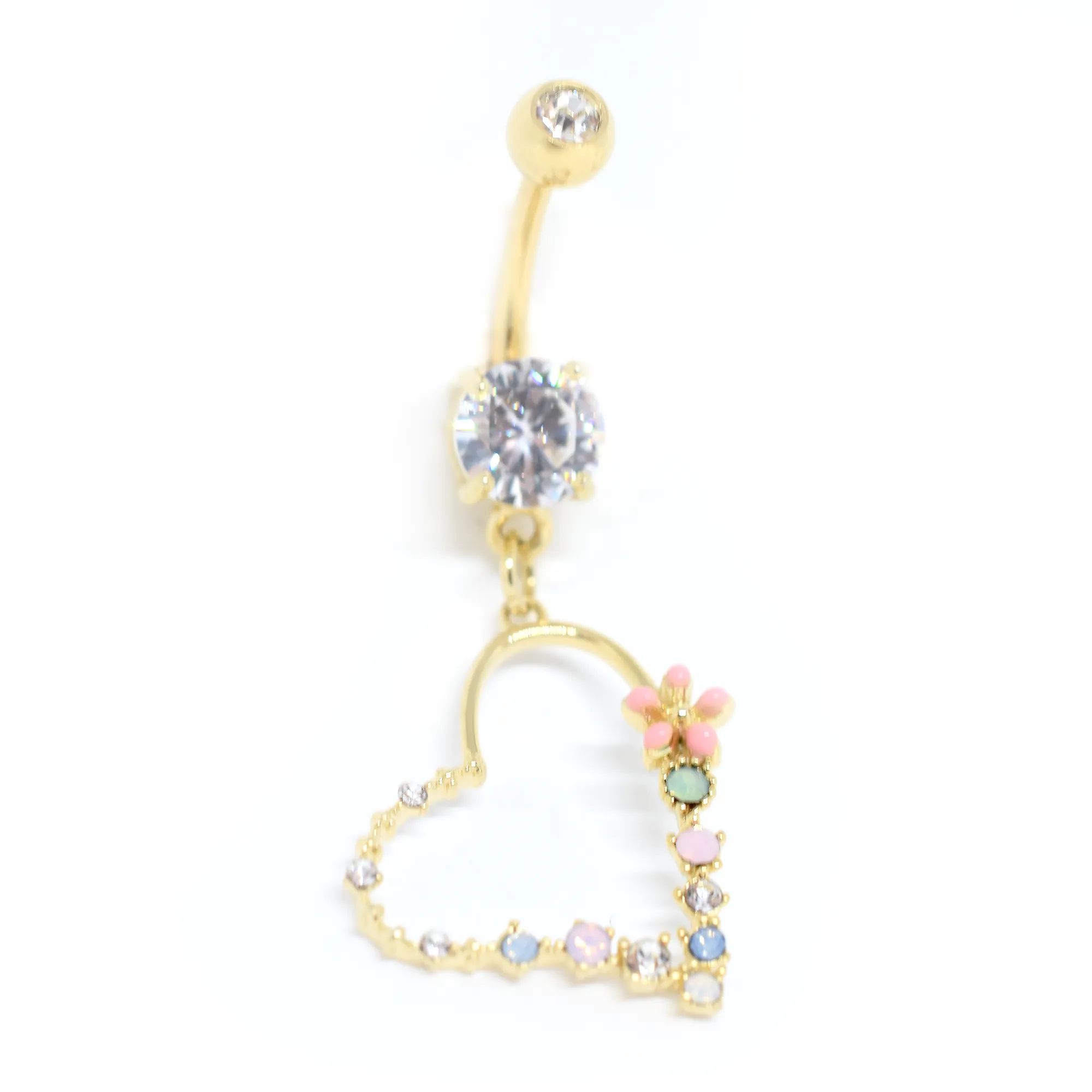 Floral Heart Belly Ring