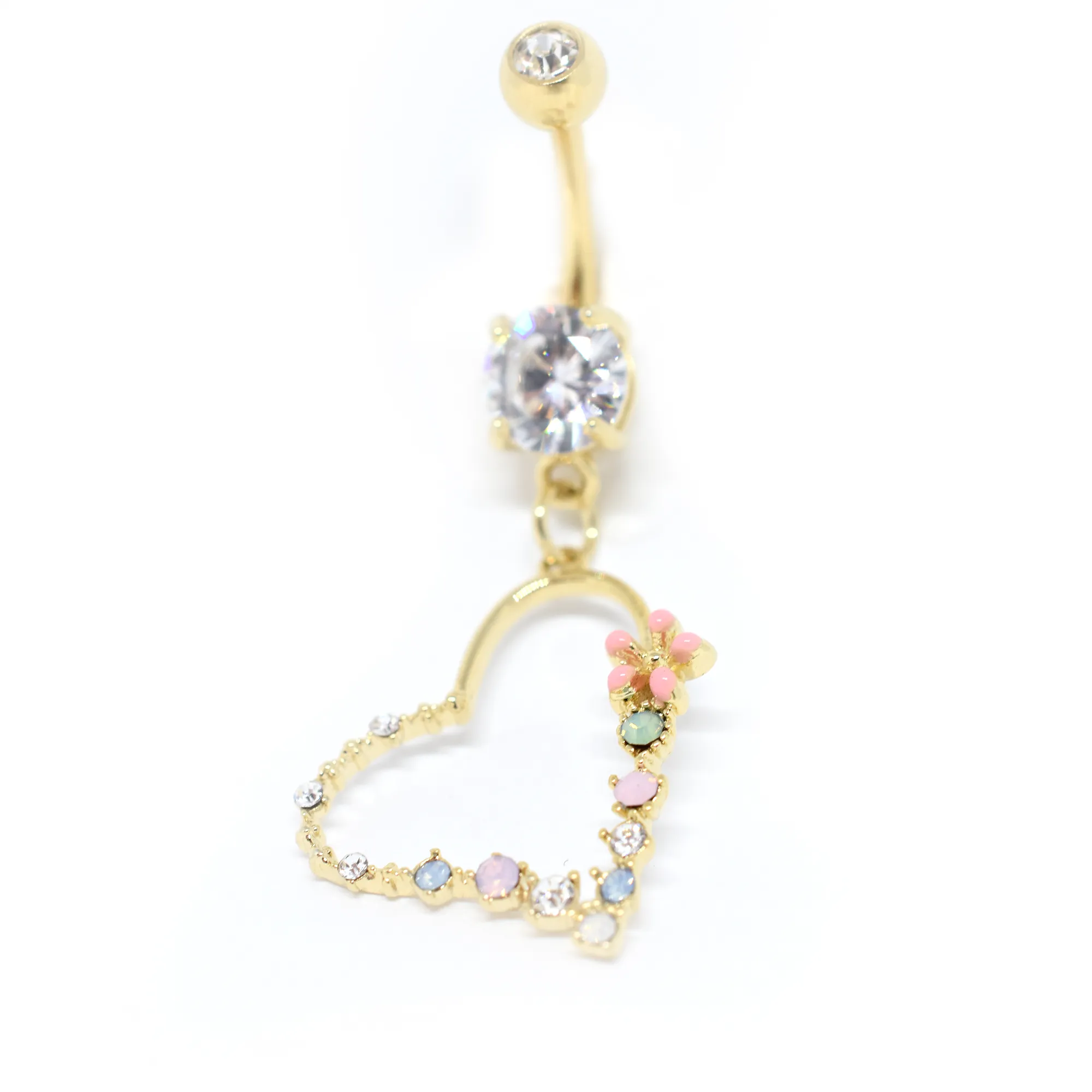 Floral Heart Belly Ring