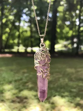 Floral Wrapped Crystal Necklace